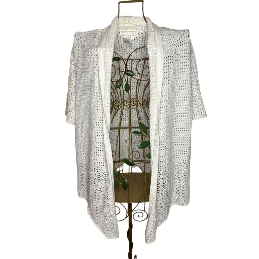 Vintage Maurada Knit Cardigan Sweater - White - Women’s Size XL